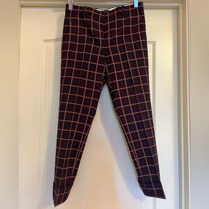 Theory York Plaid Cropped Wool Pants